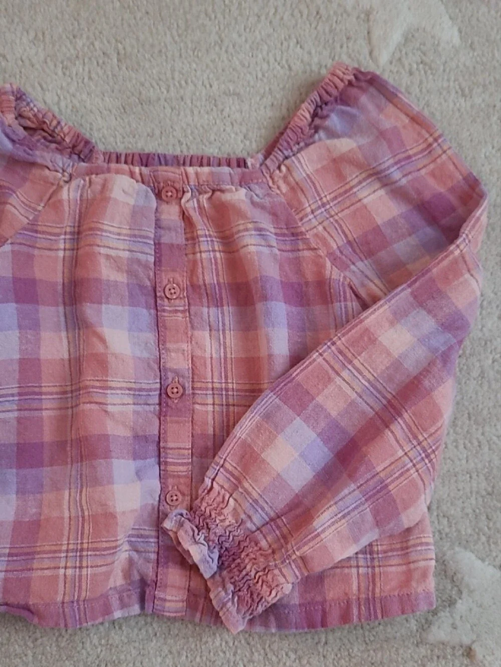 OshKosh B'gosh Pink and Lavender Plaid Button Blouse